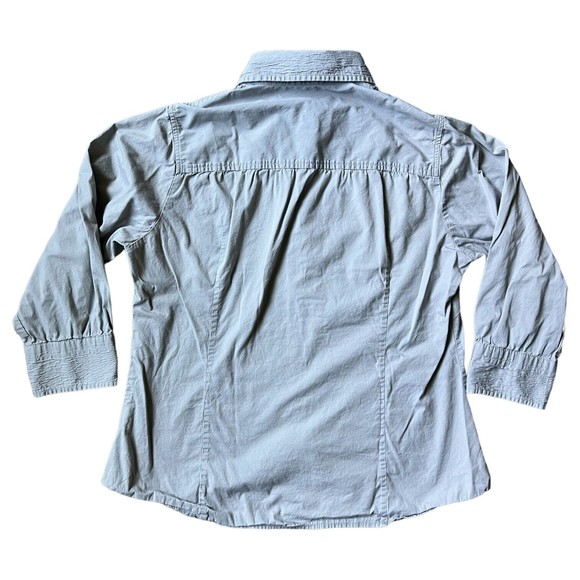 J Crew Womens Medium Solid Gray 3/4 Sleeve Button Up Shirt Textured Collar M - Picture 4 of 12